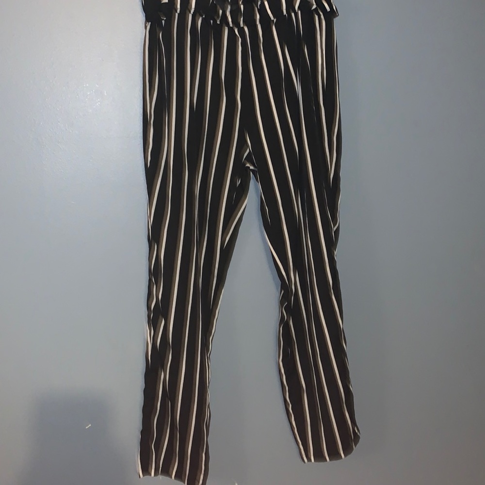 women’s black SHEIN pants with white stripes. size medium